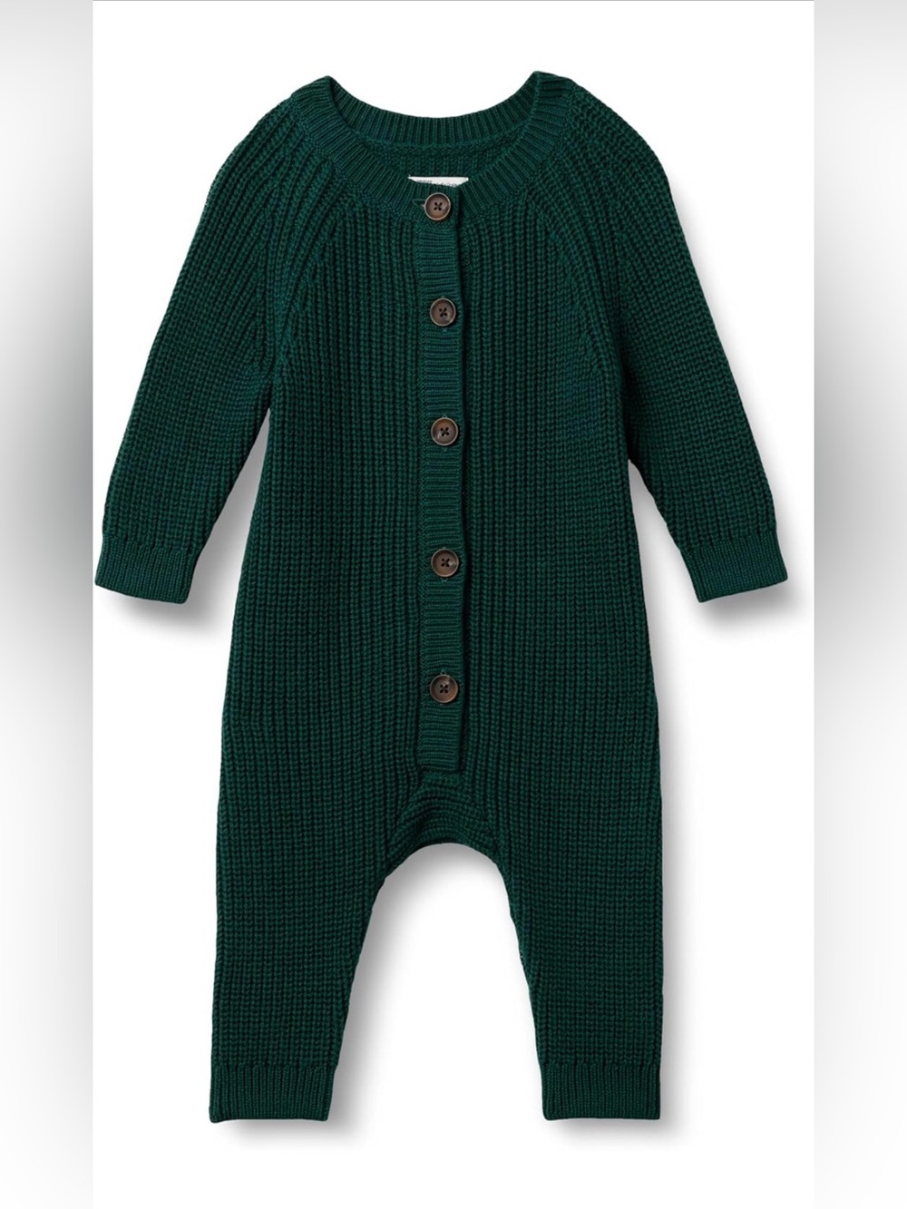 Amazon Dark Green Knit Button-Front Baby One-Piece